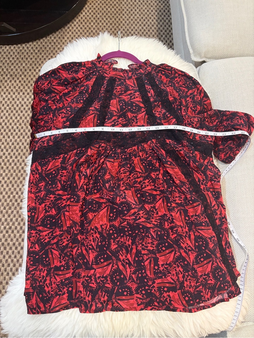 anthropologie bhanuni by jyoti Red And Black Blouse Size L Red Regal Lace - Picture 4 of 9
